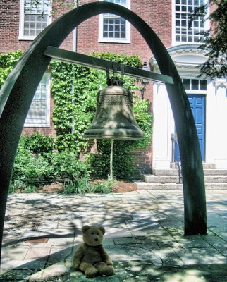 Admiring one of Lowell House's famous Russian bells