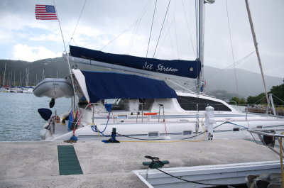 Our 45ft Leopard catamaran Jet Stearm  at the dock