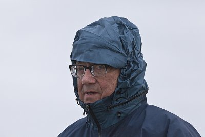 Photographer tests the cold ground