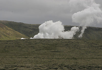 Geothermal energy pouring from the ground