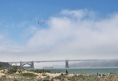 Freighter and Fog Coming in thru the Golden Gate from Crissy Field