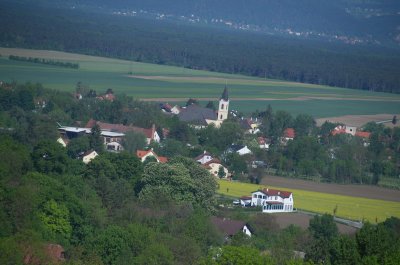 Lanzenkirchen, Kirche und Zentrum vom Ofenbacher Kirchturm aus