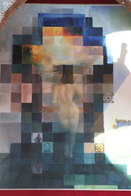 Double image : Closely watched, we see a nude in front of the window, move away, it's the Lincoln's portrait which appears