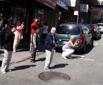 Tourists in their town