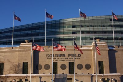 ChicagoIL  Flags From Soldier Field  1-16-09  458 PM.JPG