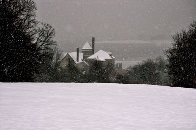 Coindre Hall in a Snowstorm