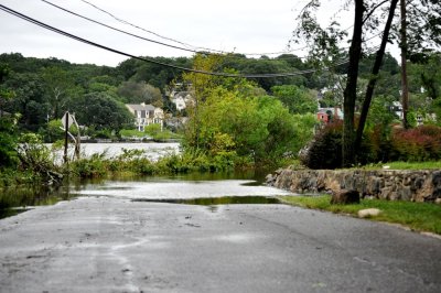 Flooding Down The Street By The Harbor