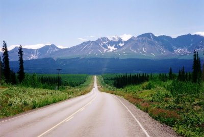 Going west on Alaska Highway towards Haines Junction