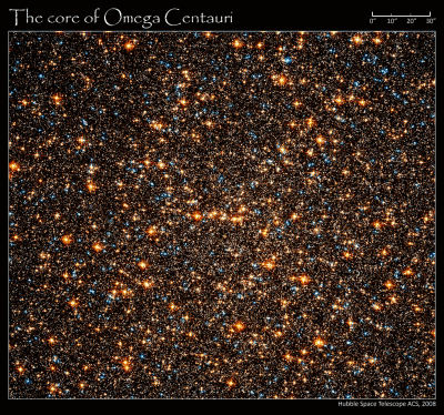 The core of Omega Centauri - animated Hubble comparison