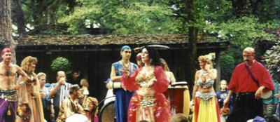 Belly dancers and drummers at the Renaissance Festival
