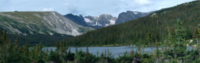 Long Lake is in the Indian Peaks Wilderness Area Colorado. This is a panorama made with several images stitched together with PTGui.