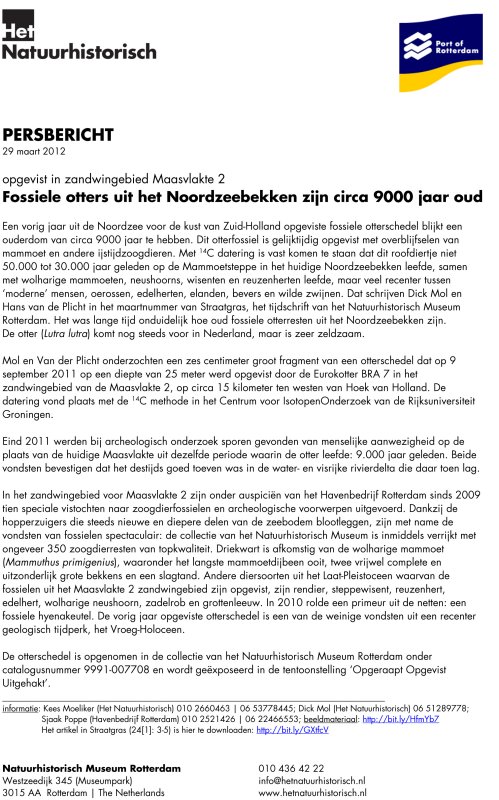 PERSBERICHT Otterschedel 290312