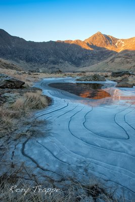 Frozen pond at the foot of Snowdon