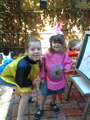 Painting in the garden at home
