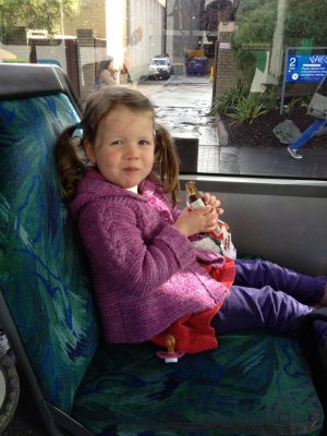 Saskia on the bus