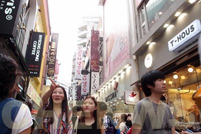 Shoppers in Myeongdong