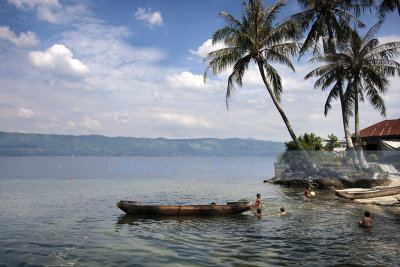 Children playing, Lake Singkarak