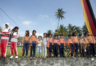 School children awaiting the opening ceremony