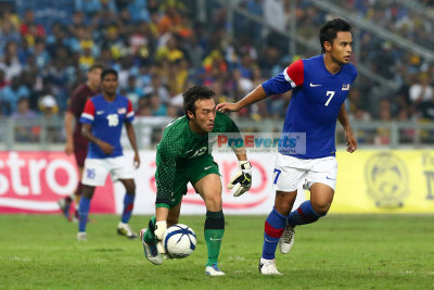 Khairul Fahmi rolls the ball to M. Aidil Zafuan (7)