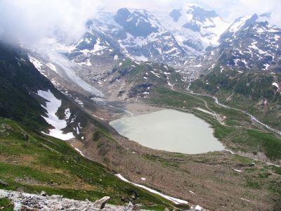 A glacier and its destined lake - full view