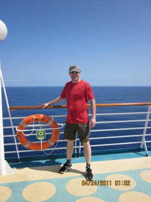 Me 9th deck starboard side next to a life saver
