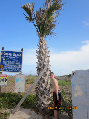Kyle posing next to a palm tree
