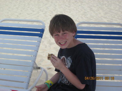 Ian eating at the Blue Lagoon