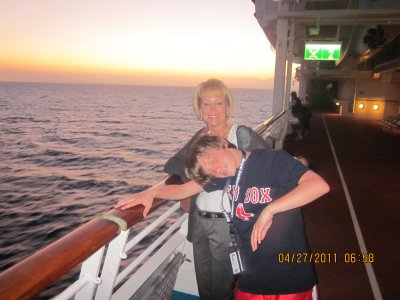 Kyle & Mom relaxing with a nice sunset in the background