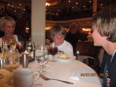 Ian celebrating his 10th birthday with a treat from the staff