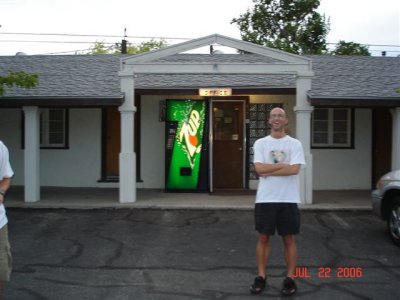 Phil Rosenstein in Front of the El Portal Motel in Beatty, Nevada