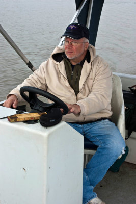 Captain Fred at the helm