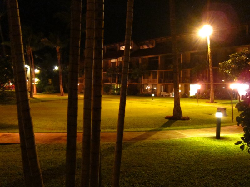 Luana Kai grounds at night from lanai