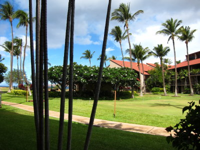 View from lanai of putting green
