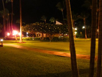 Luana Kai grounds at night from lanai