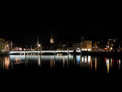 Zurich by Night along the Limmat River