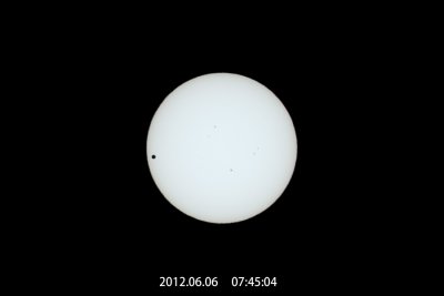 Venus transits across the disk of the Sun