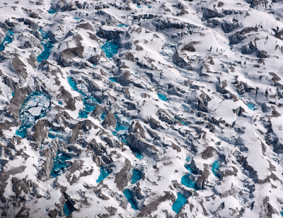Glacier with meltwater ponds