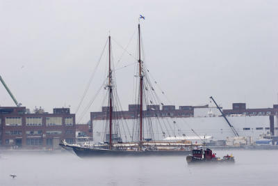 Passing Portsmouth Naval Shipyard