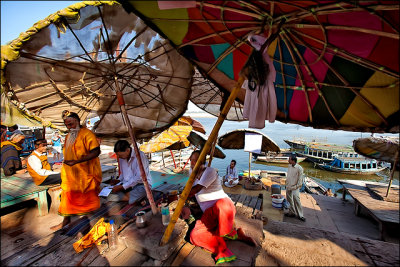 Life under the parasols of Varanasi