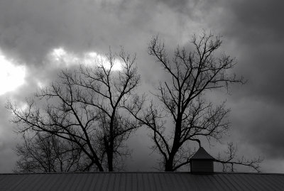 Winter Clouds Over the Barn