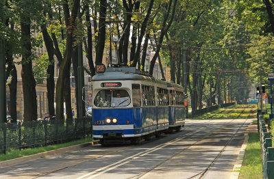 Tram rumbles through Krakow