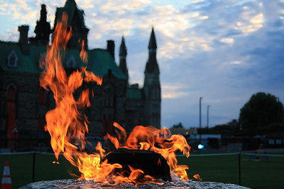 The Centennial Flame and the West Block