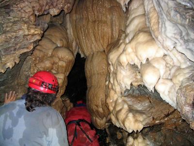 Crawling inside Horne Lake Caves