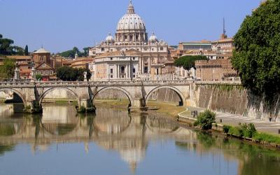 St Peter's Basilica from across the Tiber