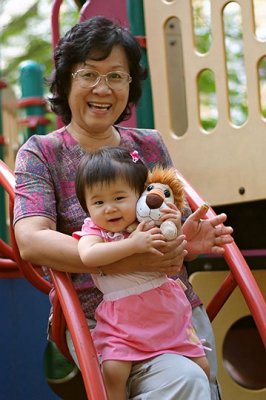 With grandma at playground