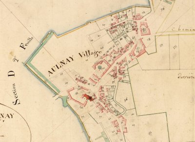 Plan du village d'Aulnay sous Napoléon 1er