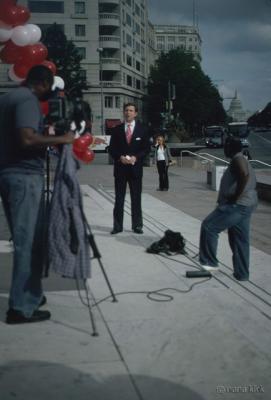 Newscasters at Freedom Plaza