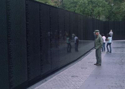 Serviceman at the Vietnam War Memorial