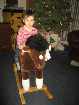 Corrina riding Brownie