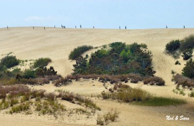 figures atop the dunes